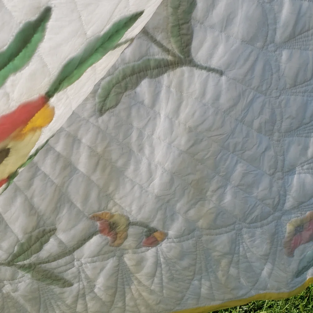 LAST OFFER* NEW Twin Size Quilt Hand Quilted Fall Winter Home Decor Applique - Picture 7 of 8